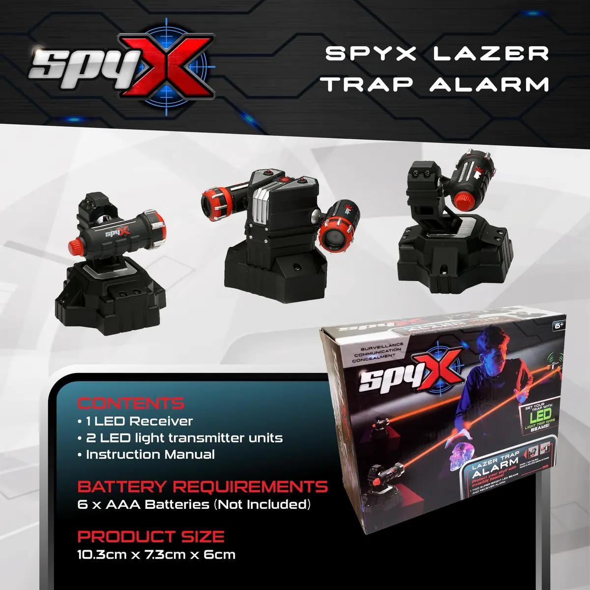 SpyX Lazer Trap Alarm Toy | Invisible Infrared Beam Motion Sensor Gadget for Kids Ages 6-14 - view 4