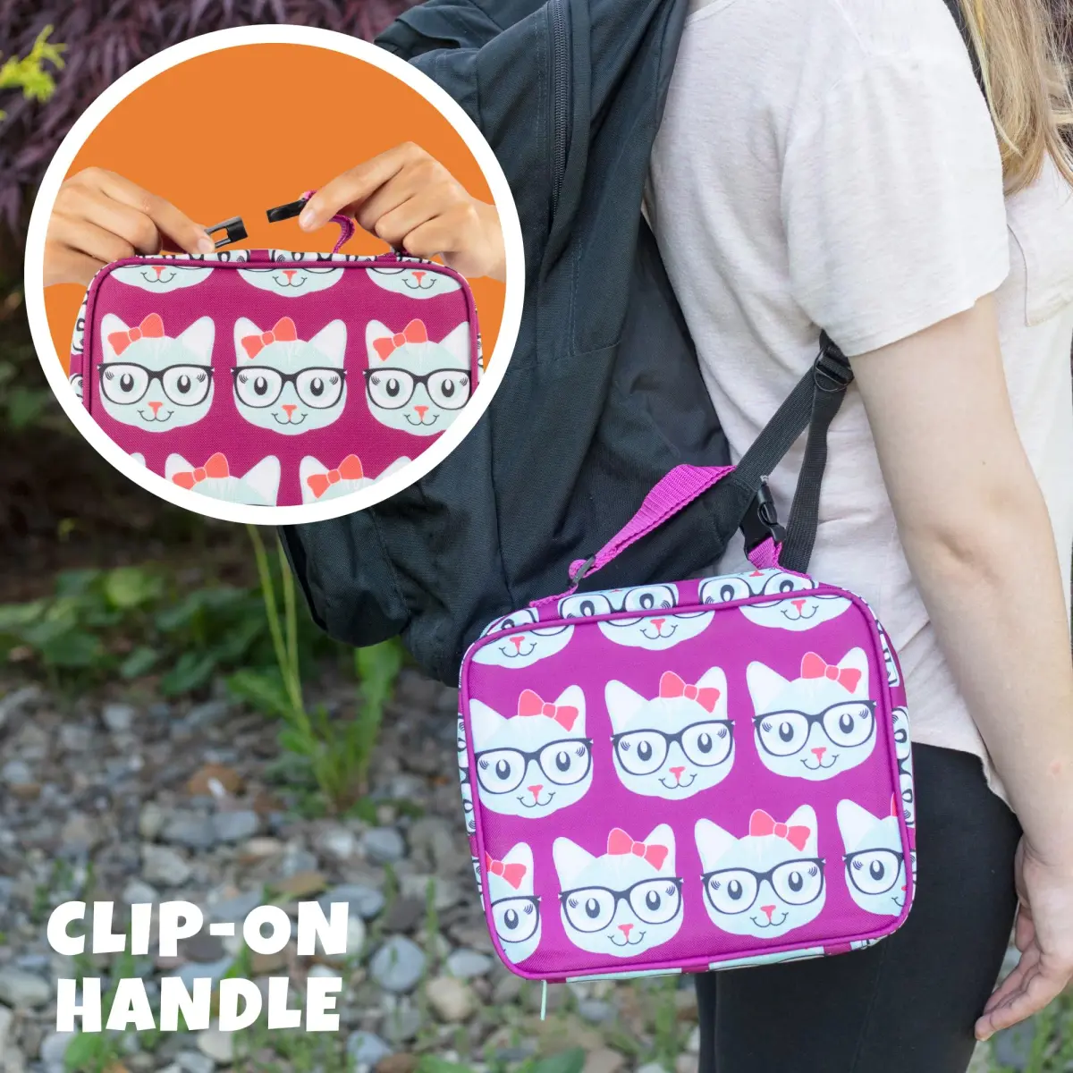Bentology Kitty Cat Insulated Lunch Box 240cc (10 x 8 x 3 in) | Food Safe for Kids Ages 3+ - view 3