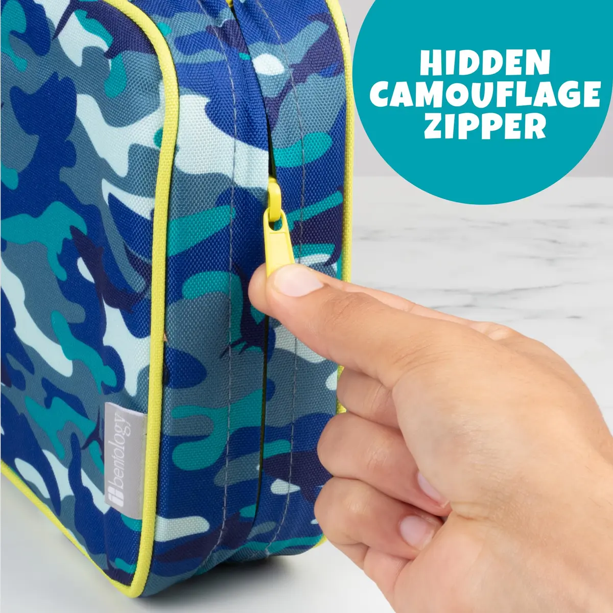 Bentology Kids Insulated Lunch Box Blue Camouflage | 22.86cm x 20.32cm x 5.08cm (10" x 8" x 3") - view 6