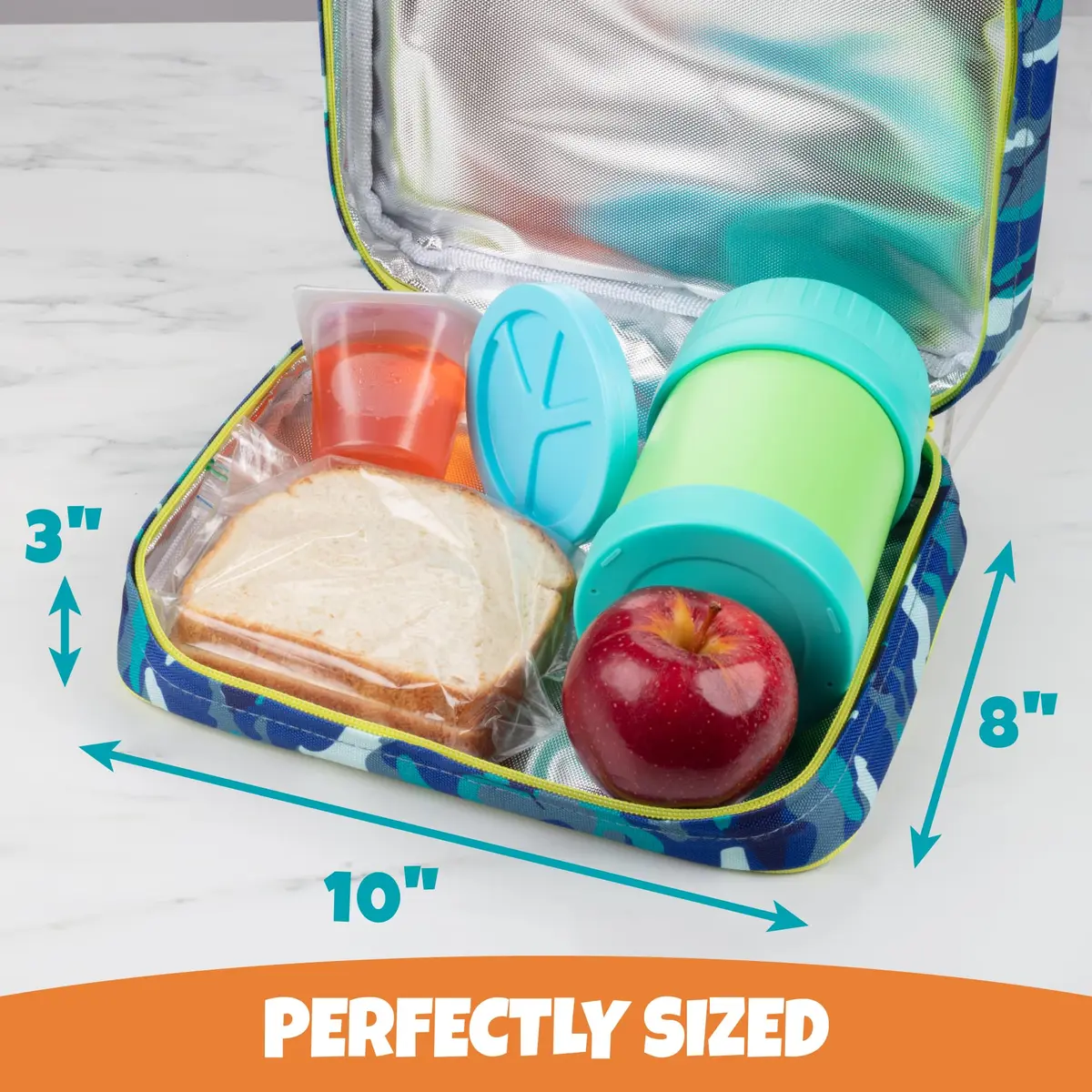 Bentology Kids Insulated Lunch Box Blue Camouflage | 22.86cm x 20.32cm x 5.08cm (10" x 8" x 3") - view 4