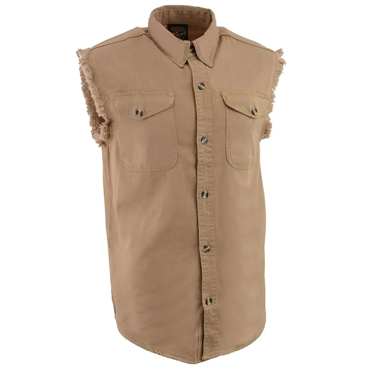 Milwaukee Leather DM4005 Men's Beige Lightweight Sleeveless Denim Shirt | Casual, 3X-Large, Cotton - main product image