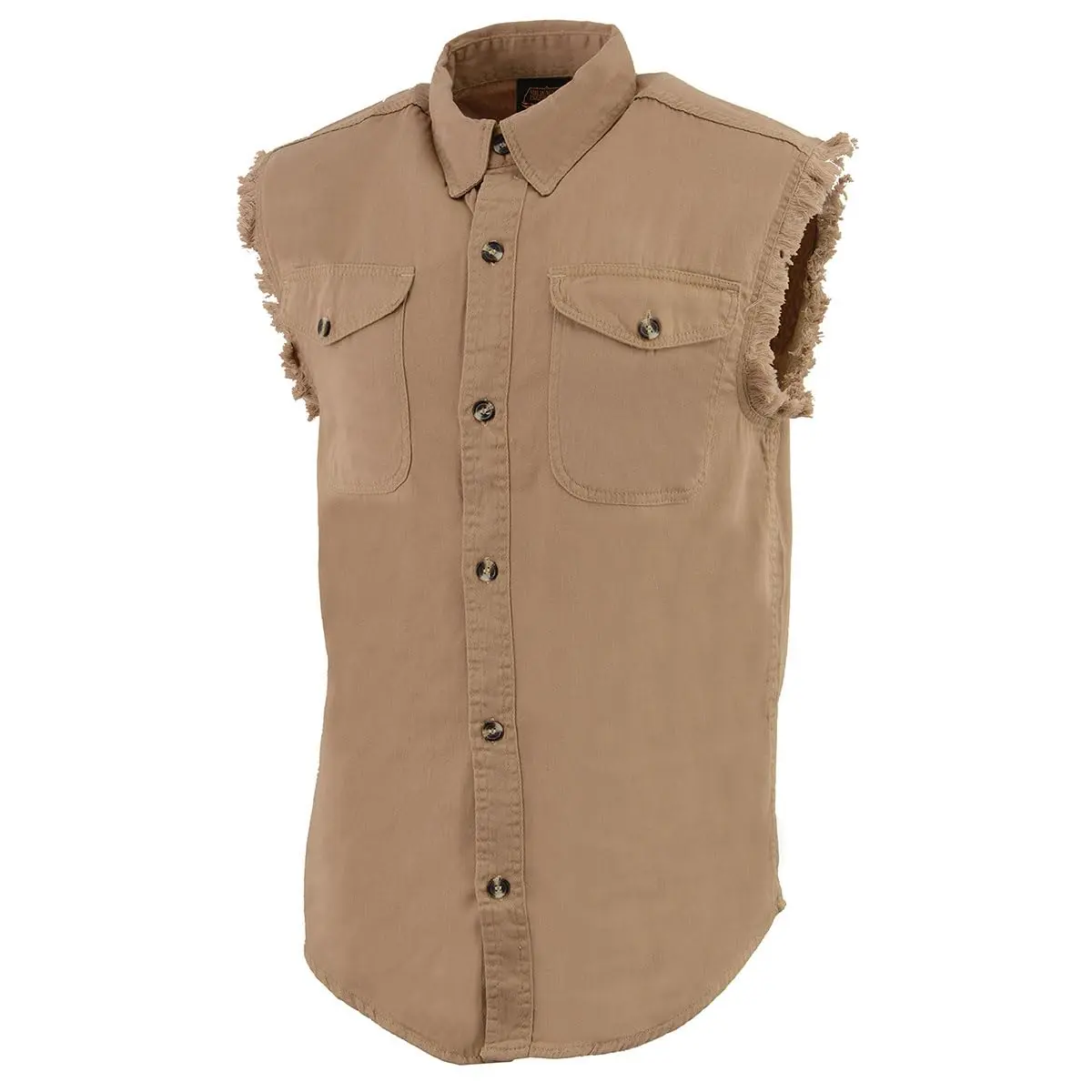 Milwaukee Leather DM4005 Men's Beige Lightweight Sleeveless Denim Shirt | Casual, 3X-Large, Cotton - view 5