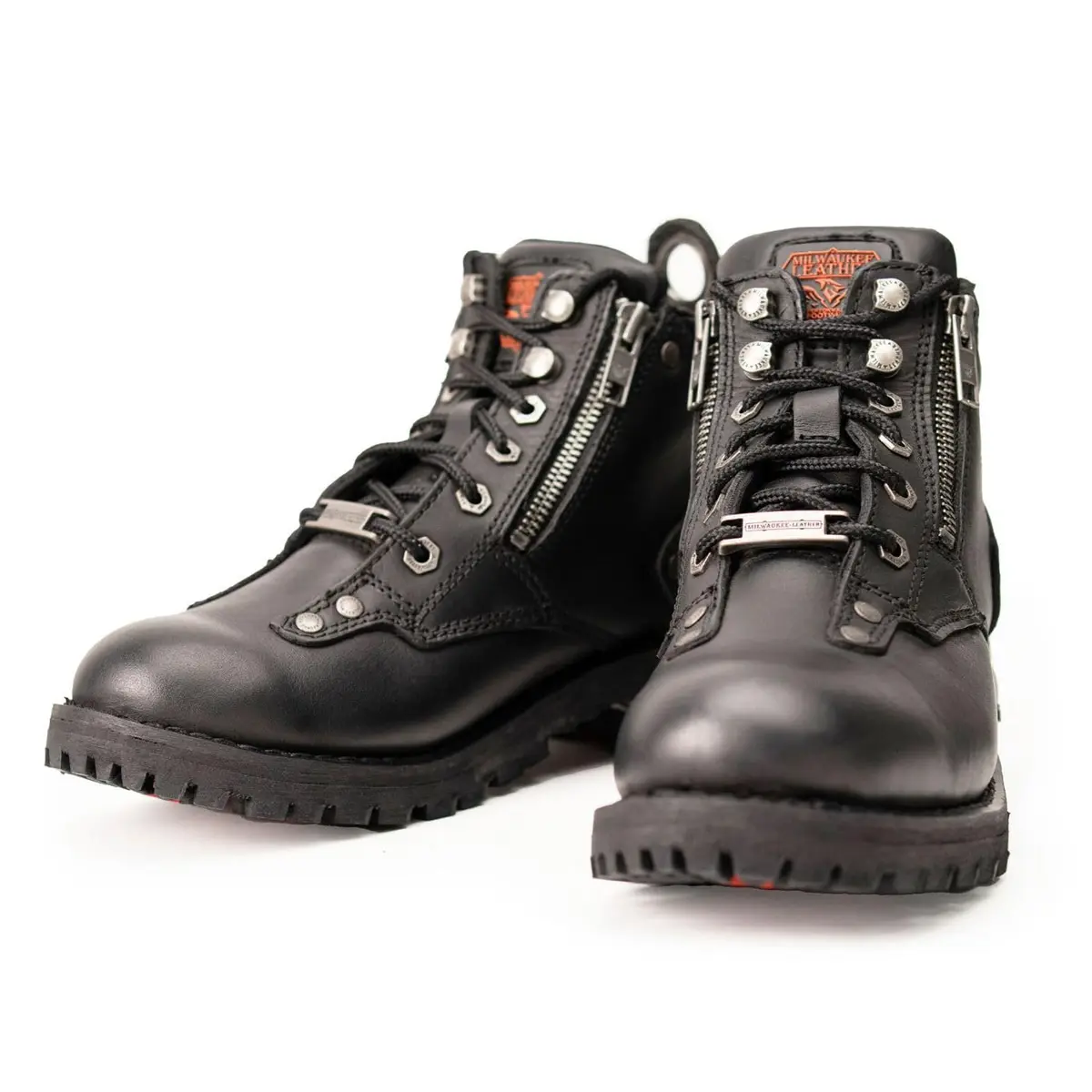 Milwaukee Leather MBL9335 Women's Black Leather Motorcycle Boots | Waterproof, Low Cut Lace-Up Design - main product image