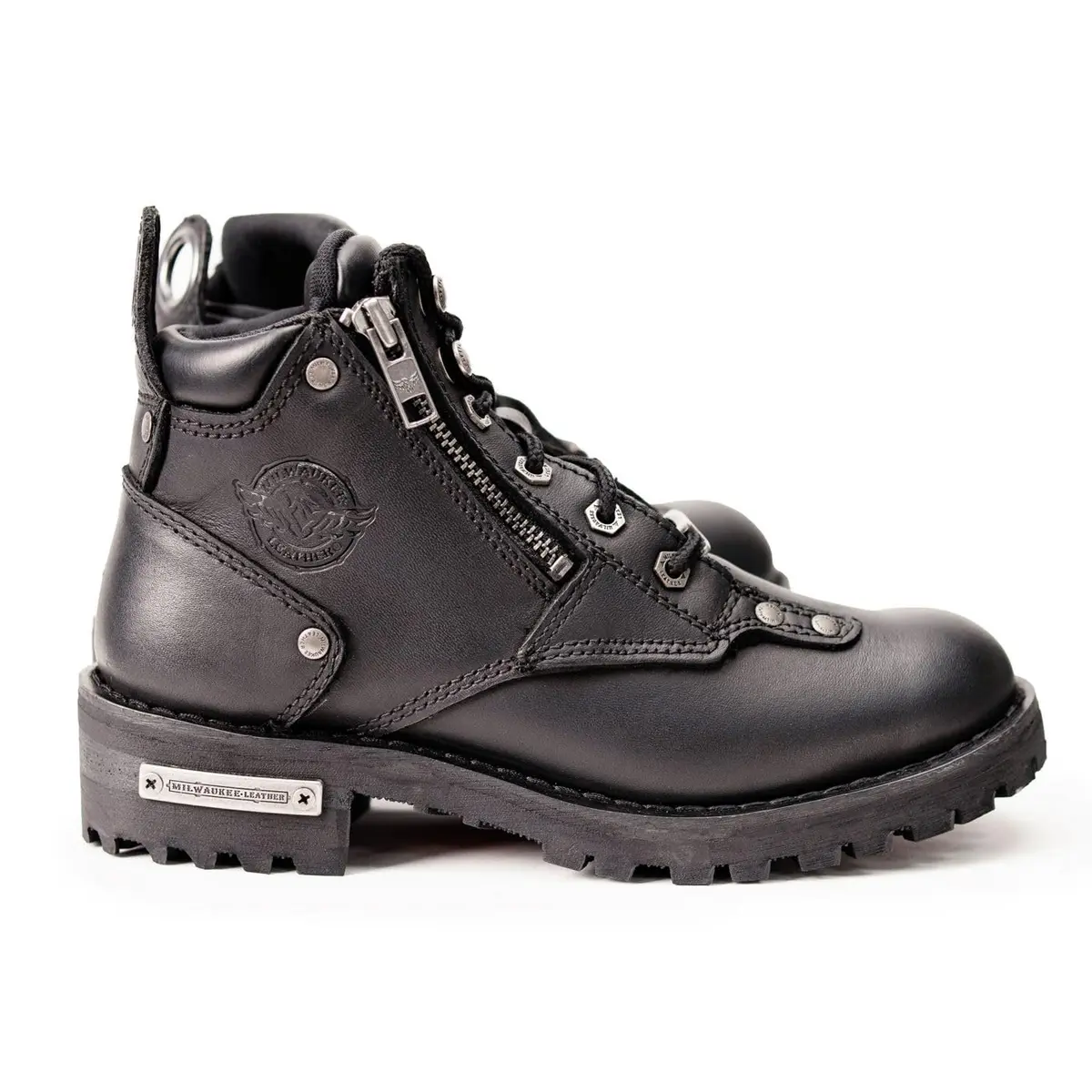 Milwaukee Leather MBL9335 Women's Black Leather Motorcycle Boots | Waterproof, Low Cut Lace-Up Design - view 5