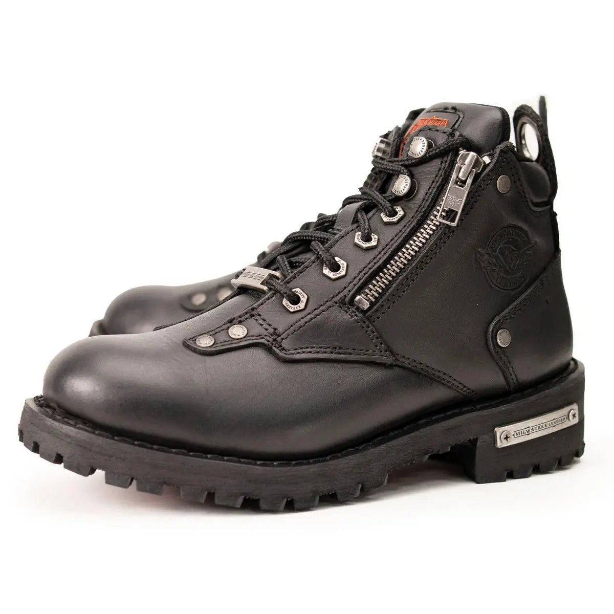 Milwaukee Leather MBL9335 Women's Black Leather Motorcycle Boots | Waterproof, Low Cut Lace-Up Design - view 6