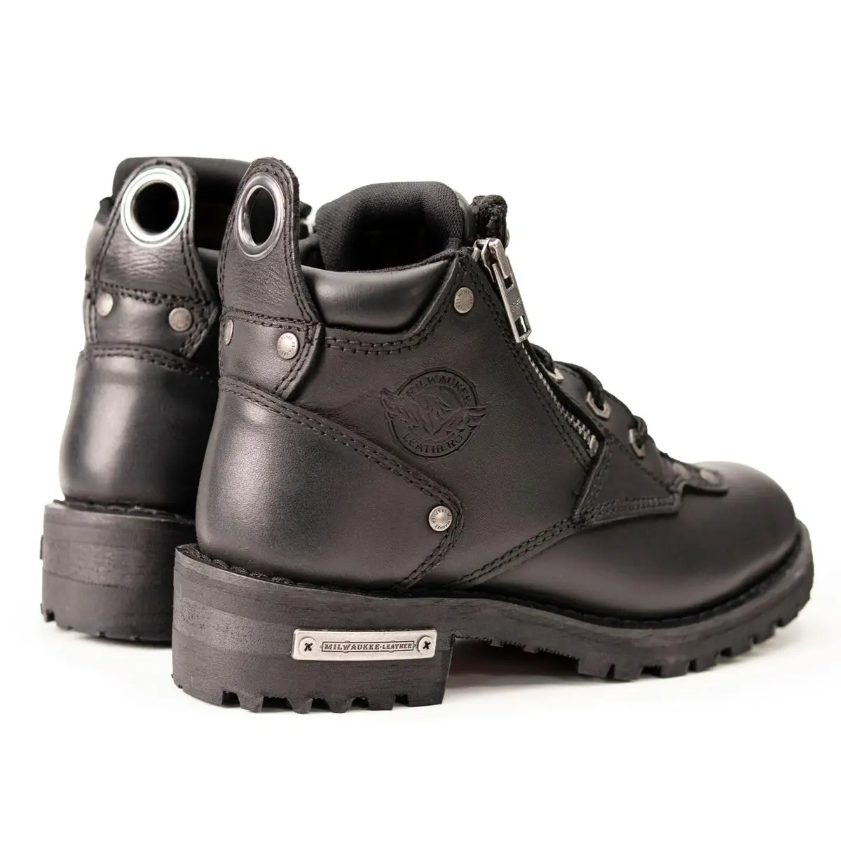 Milwaukee Leather MBL9335 Women's Black Leather Motorcycle Boots | Waterproof, Low Cut Lace-Up Design - view 7