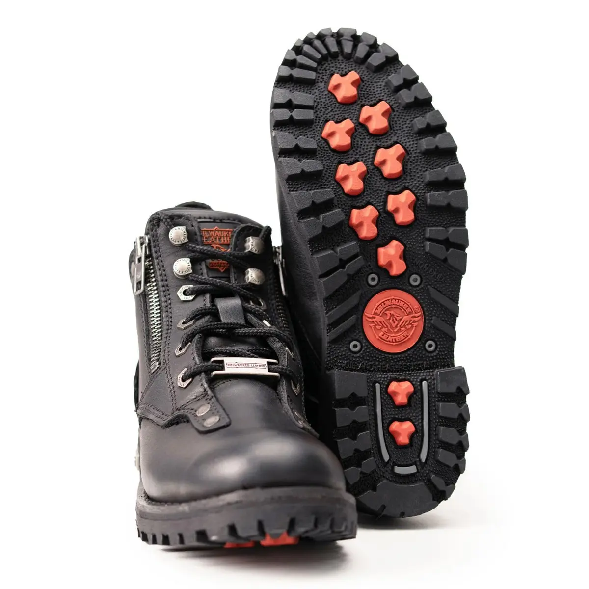 Milwaukee Leather MBL9335 Women's Black Leather Motorcycle Boots | Waterproof, Low Cut Lace-Up Design - view 8