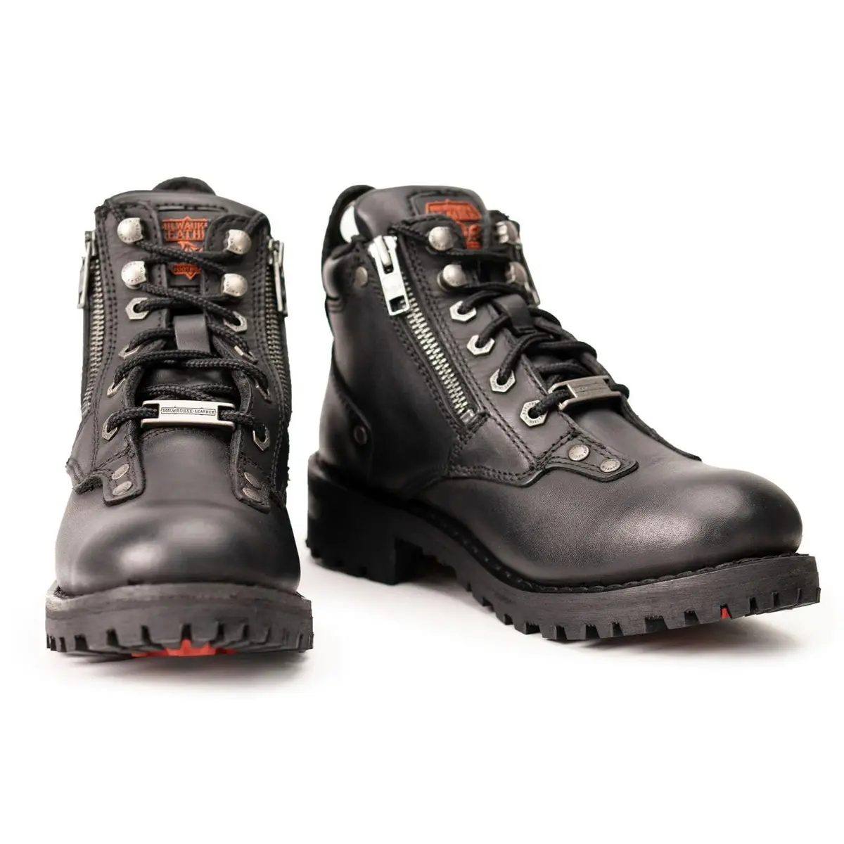 Milwaukee Leather MBL9335 Women's Black Leather Motorcycle Boots | Waterproof, Low Cut Lace-Up Design - view 4