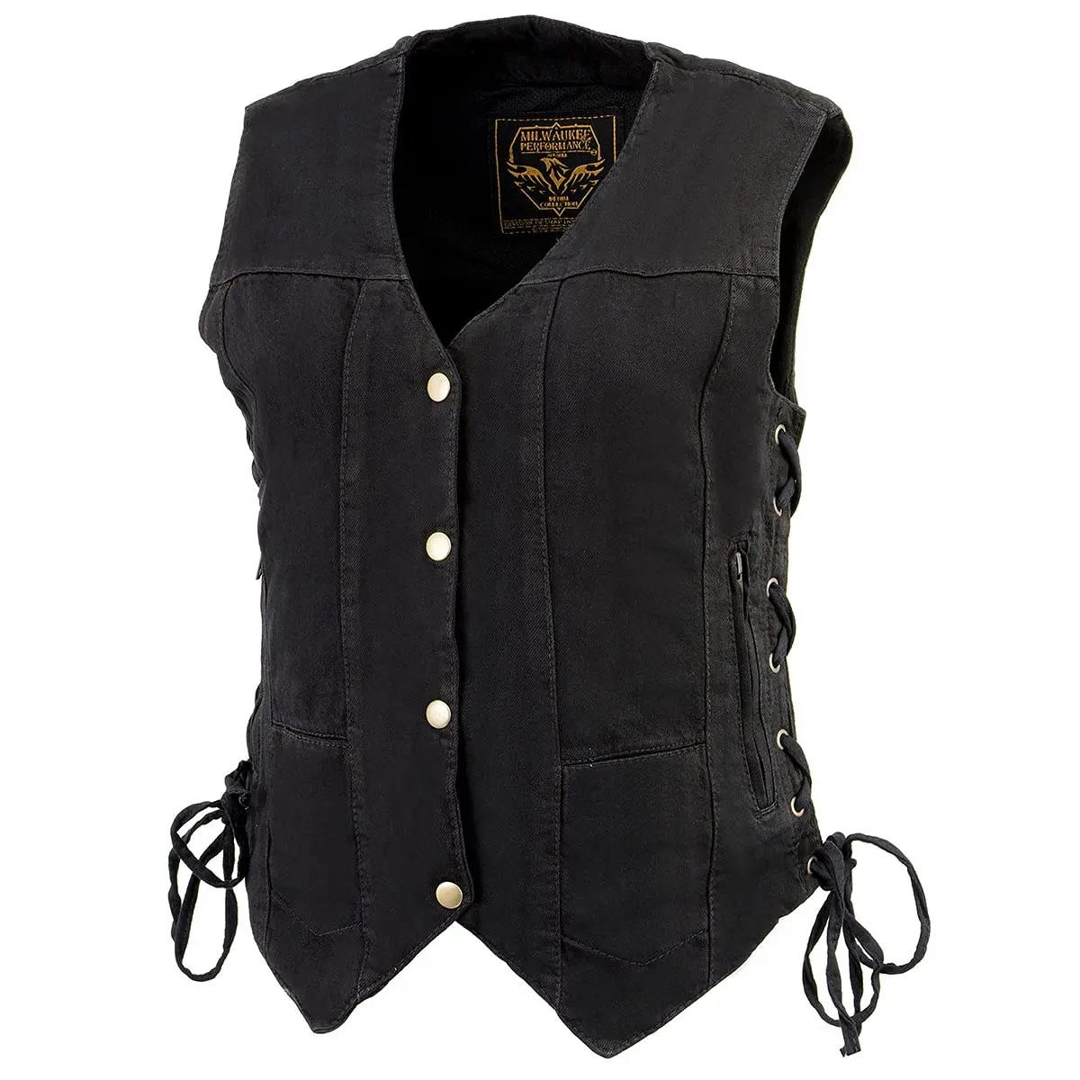 Milwaukee Leather MDL4020 Women's Classic Black 6 Pocket Denim Vest | 4X-Large, Sleeveless, Cotton - view 7