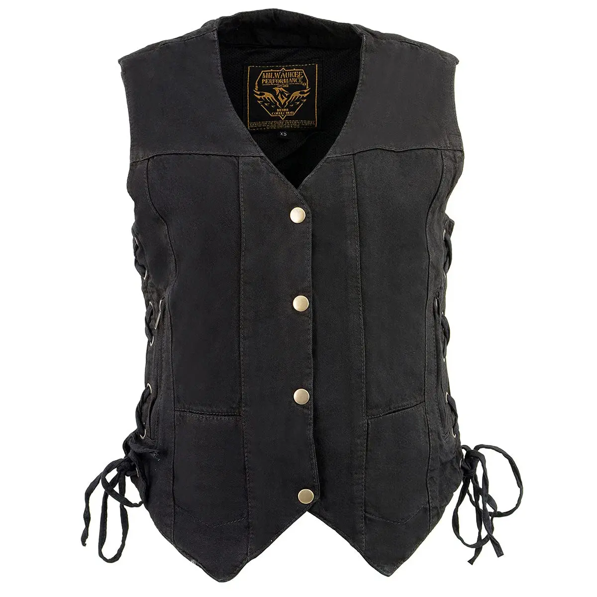 Milwaukee Leather MDL4020 Women's Classic Black 6 Pocket Denim Vest | 4X-Large, Sleeveless, Cotton - view 9