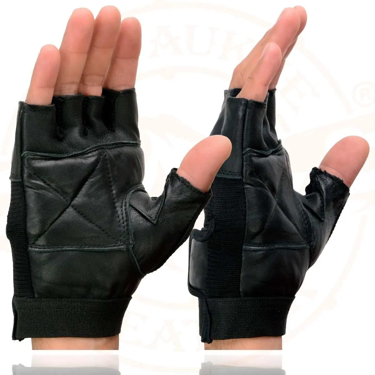 Milwaukee Leather SH217 Men's Black Leather Gel Padded Palm Fingerless Motorcycle Hand Gloves W/Breathable Mesh Material - X-Large - view 6