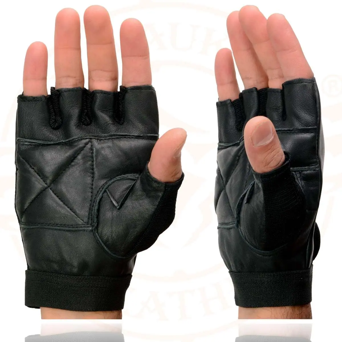 Milwaukee Leather SH217 Men's Black Leather Gel Padded Palm Fingerless Motorcycle Hand Gloves W/Breathable Mesh Material - X-Large - view 7
