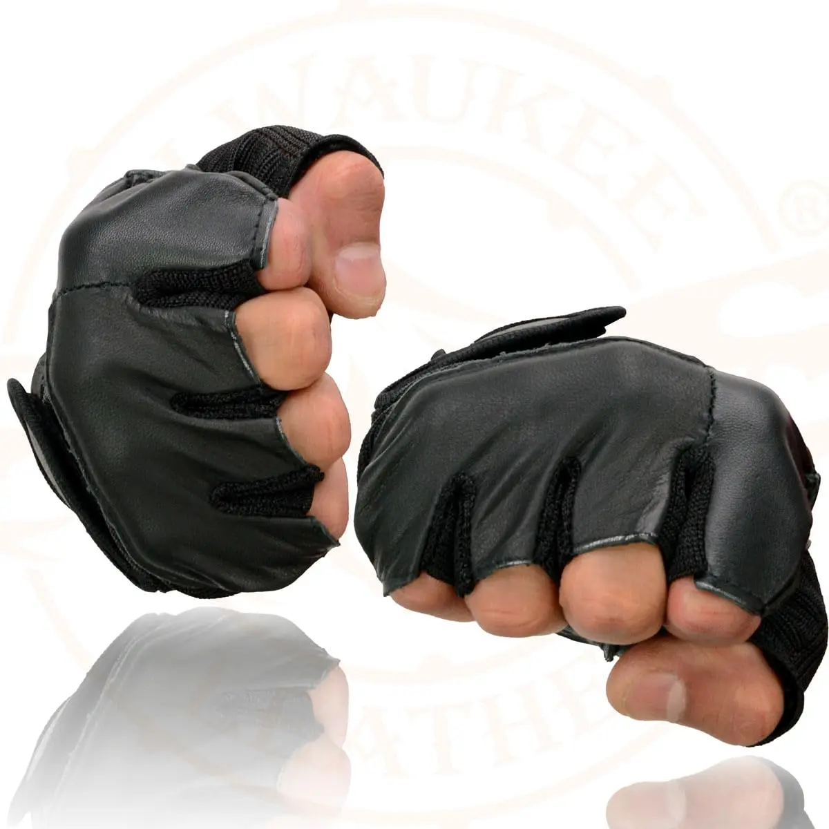 Milwaukee Leather SH217 Men's Black Leather Gel Padded Palm Fingerless Motorcycle Hand Gloves W/Breathable Mesh Material - X-Large - view 8