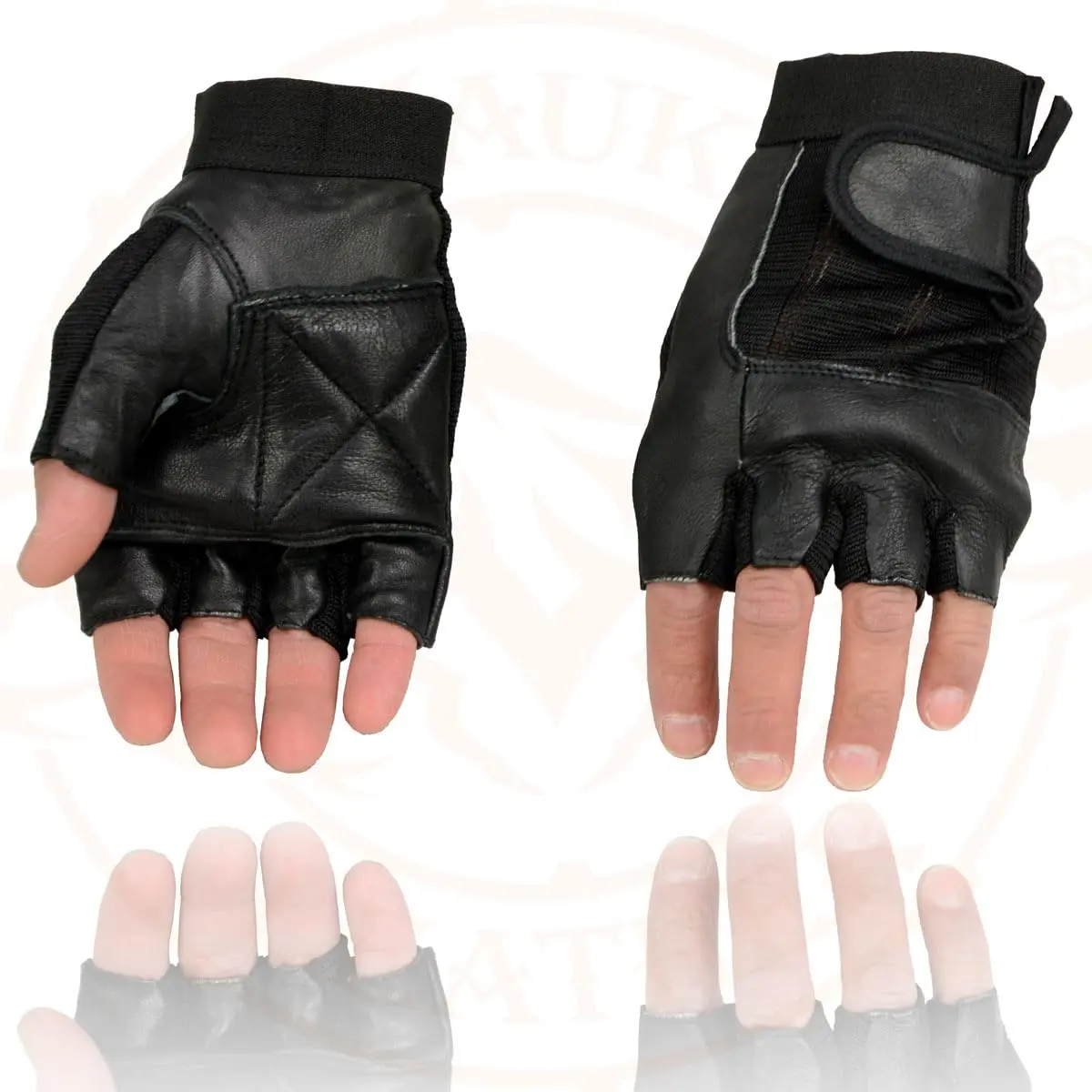 Milwaukee Leather SH217 Men's Black Leather Gel Padded Palm Fingerless Motorcycle Hand Gloves W/Breathable Mesh Material - X-Large - view 3