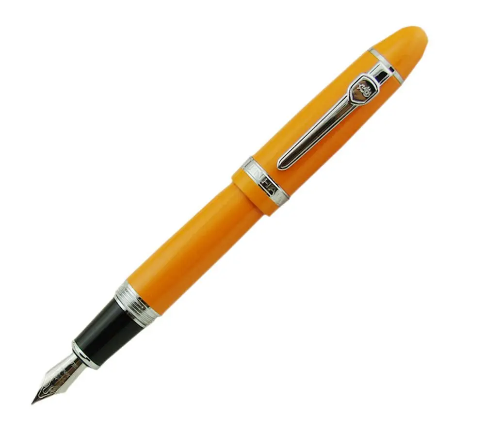Lanxivi Jinhao 159 Fountain Pen Medium Nib Orange Color Silver Trim Big Heavy with Converter (14.8cm / 5.8in, 50g / 1.76oz) - main product image