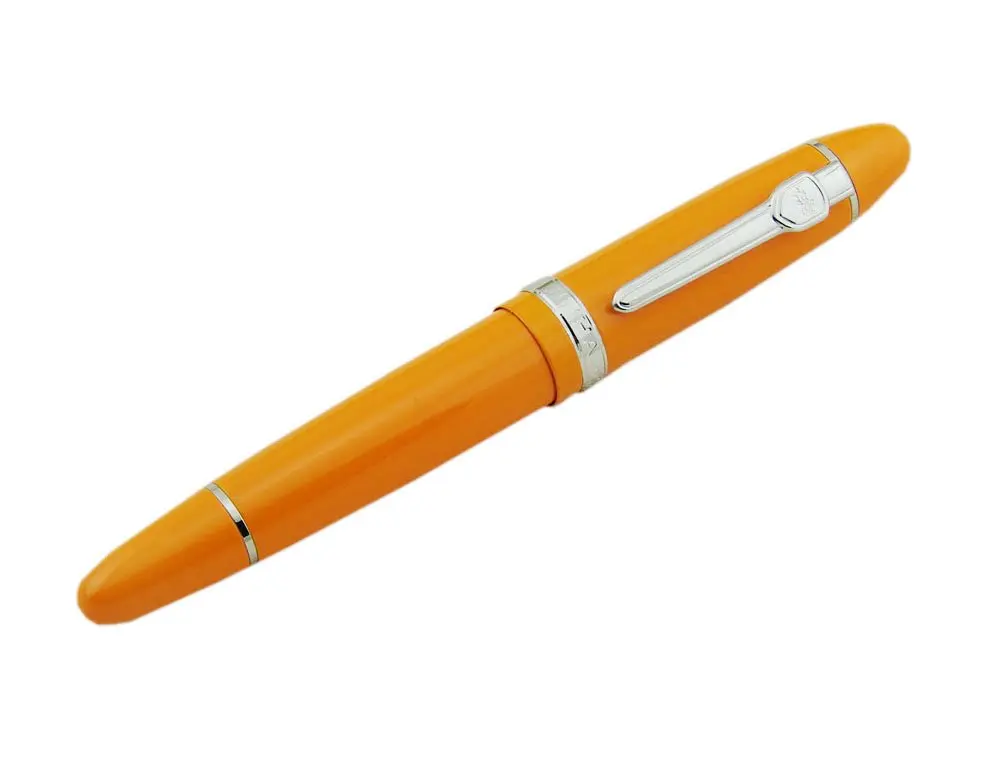 Lanxivi Jinhao 159 Fountain Pen Medium Nib Orange Color Silver Trim Big Heavy with Converter (14.8cm / 5.8in, 50g / 1.76oz) - view 6