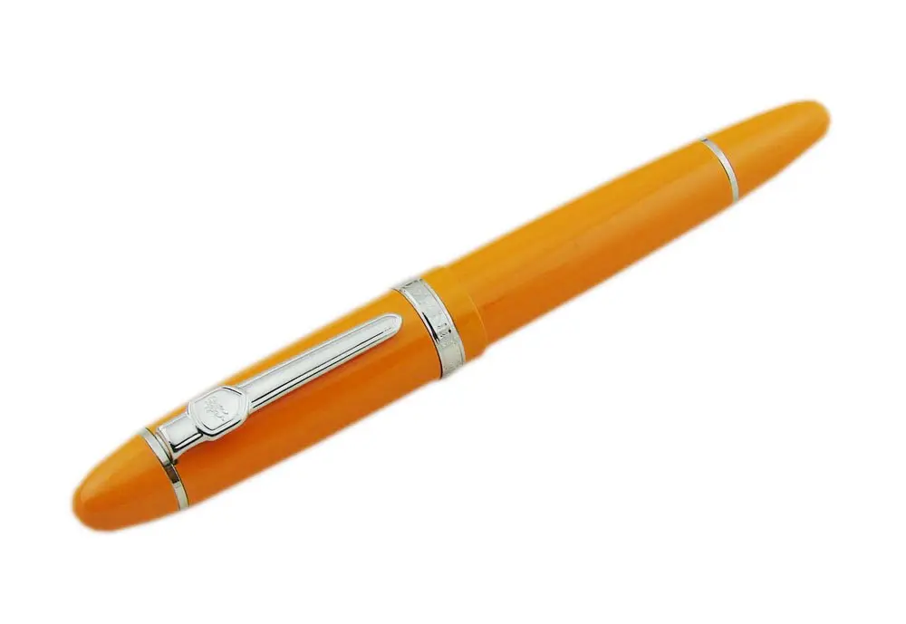 Lanxivi Jinhao 159 Fountain Pen Medium Nib Orange Color Silver Trim Big Heavy with Converter (14.8cm / 5.8in, 50g / 1.76oz) - view 3
