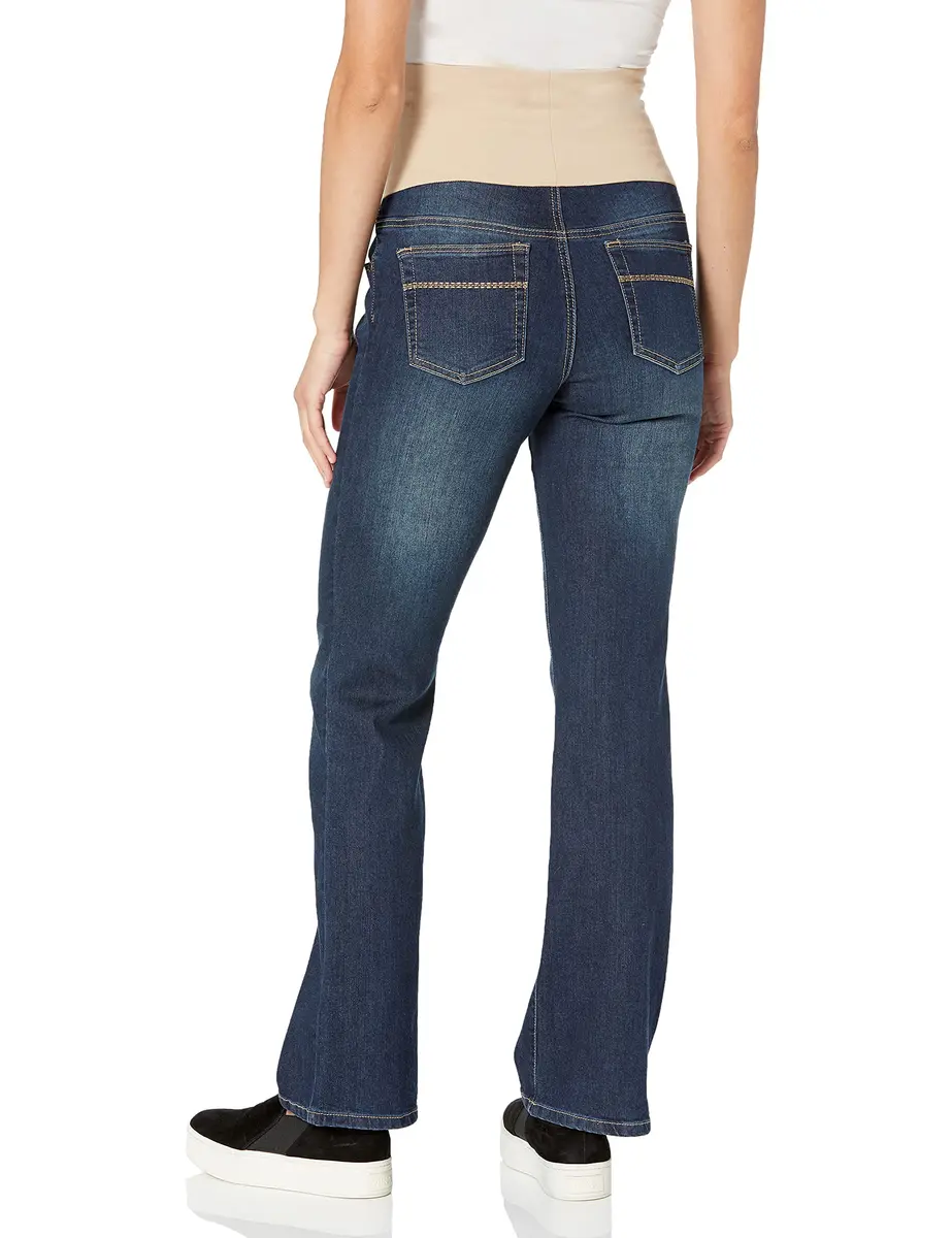 Three Seasons Maternity Women's Maternity Bootcut Denim Dark Wash Large | Soft Belly Band for Comfort - view 2