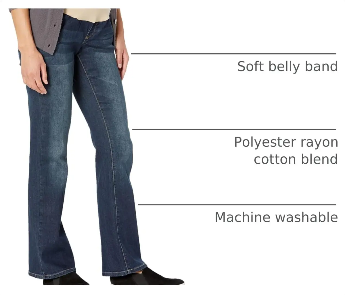 Three Seasons Maternity Women's Maternity Bootcut Denim Dark Wash Large | Soft Belly Band for Comfort - view 3