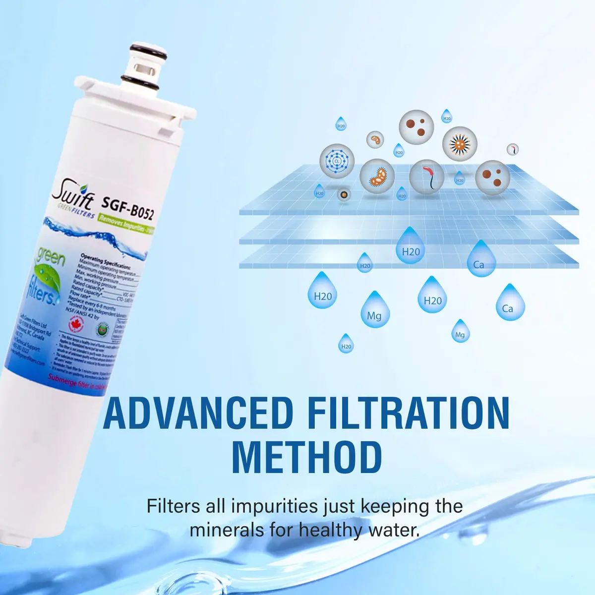 Swift Green Filters SGF-BO52 Refrigerator Water Filter 6 Pack | 2000-Gallon Coconut Carbon Filtration - view 4
