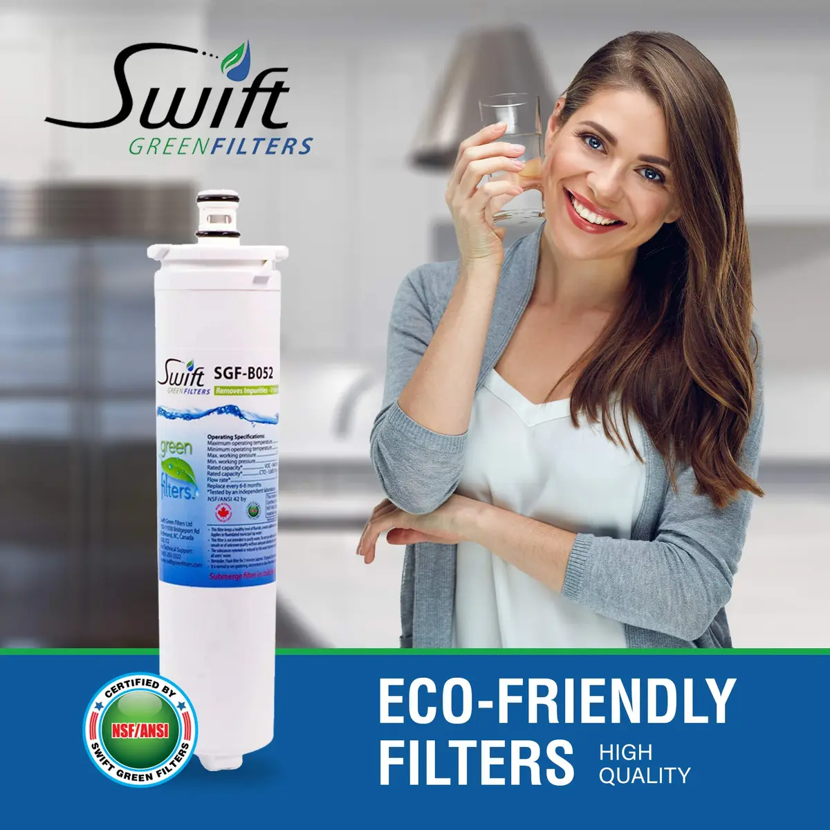 Swift Green Filters SGF-BO52 Refrigerator Water Filter 6 Pack | 2000-Gallon Coconut Carbon Filtration - view 7