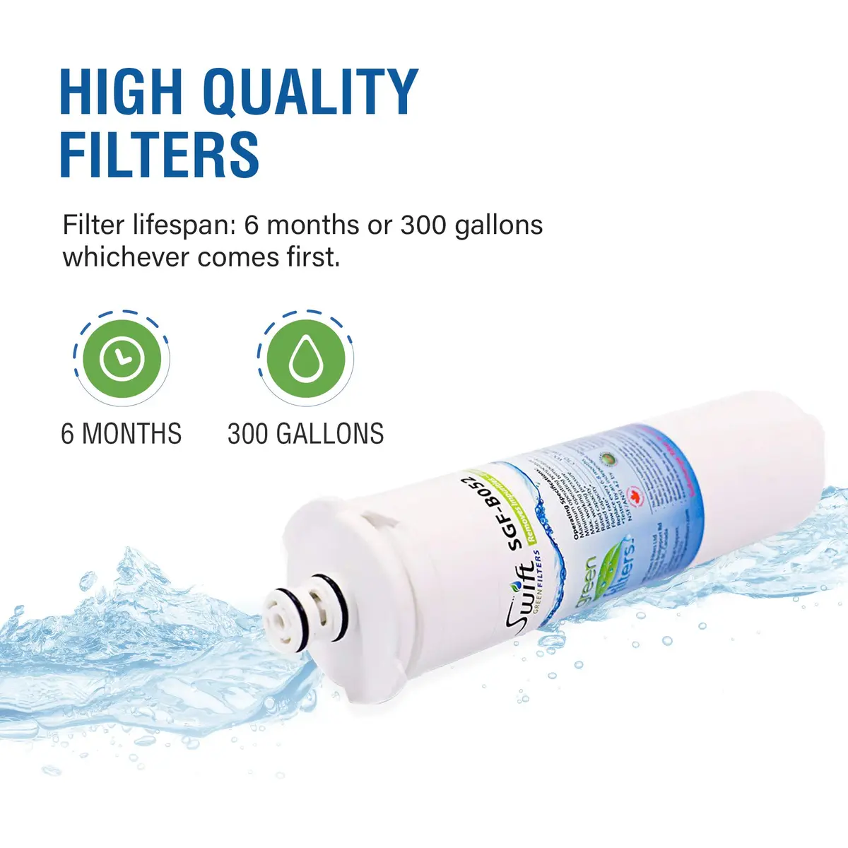 Swift Green Filters SGF-BO52 Refrigerator Water Filter 6 Pack | 2000-Gallon Coconut Carbon Filtration - view 3