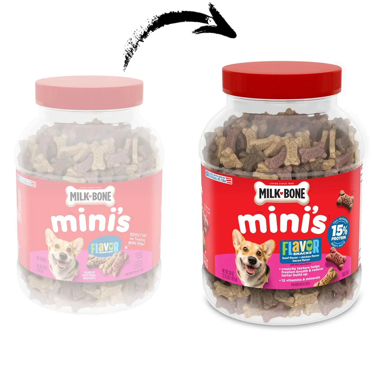 Milk-Bone Flavor Snacks Mini’s Dog Treats 36 Oz. | Wholesome, 3 Flavors, 15% Protein, Baked in USA - view 2