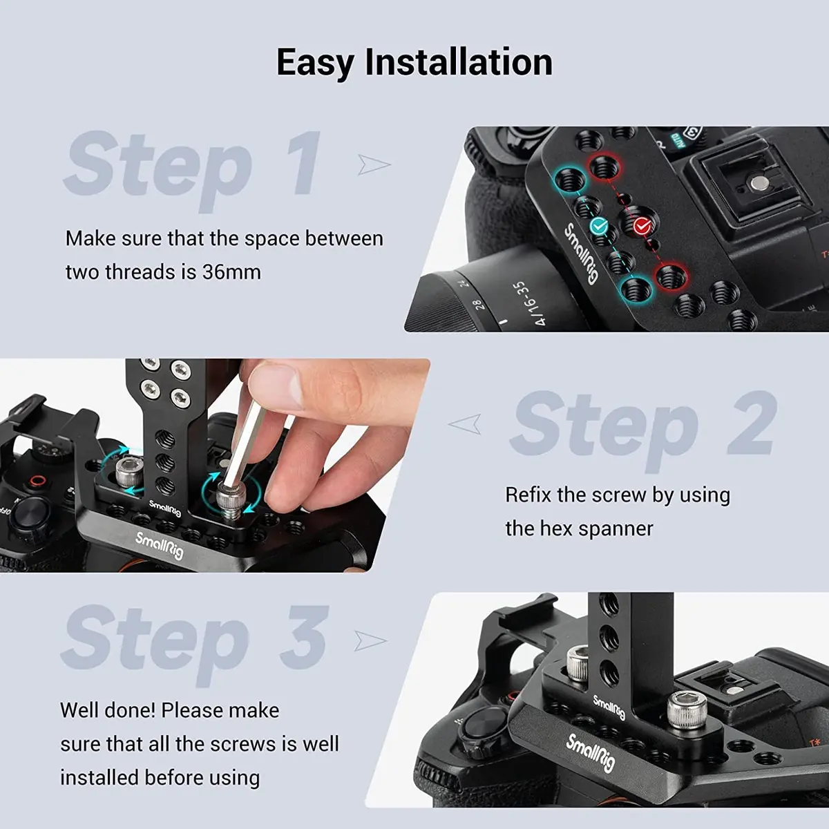 SmallRig Camera Top Handle Grip 1638 | DSLR Cage Handle with Cold Shoe Mount for Camera Rig - view 6