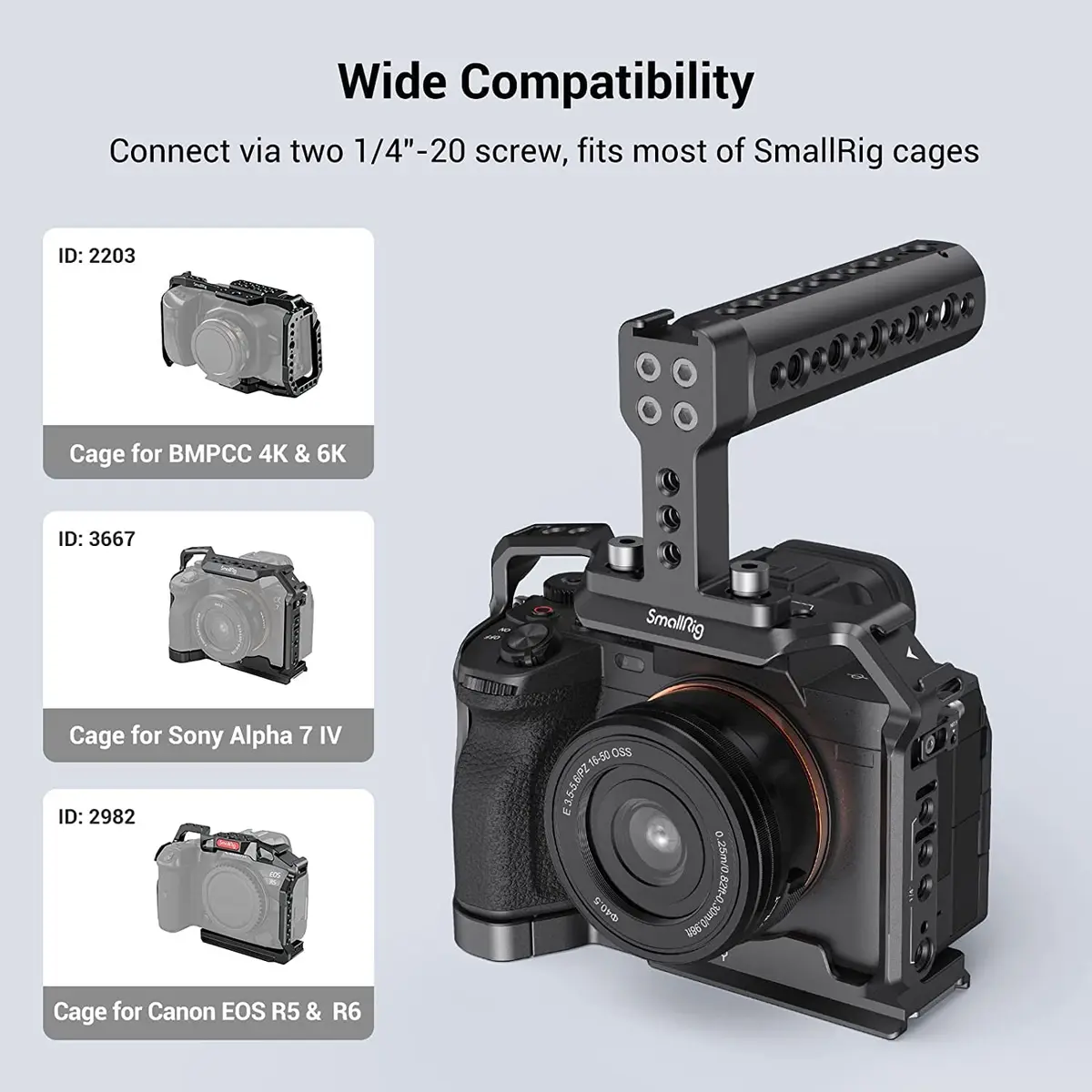 SmallRig Camera Top Handle Grip 1638 | DSLR Cage Handle with Cold Shoe Mount for Camera Rig - view 2