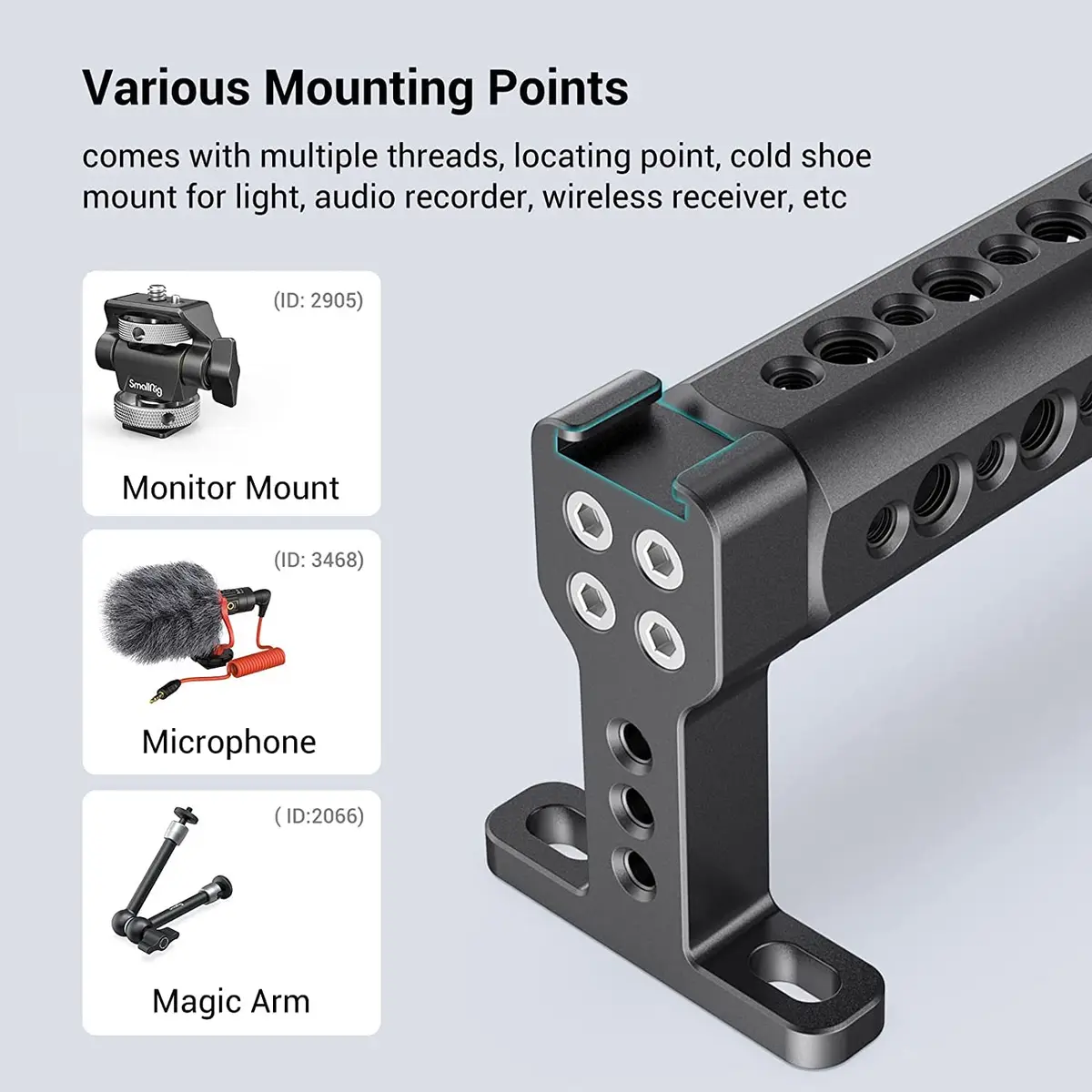 SmallRig Camera Top Handle Grip 1638 | DSLR Cage Handle with Cold Shoe Mount for Camera Rig - view 4