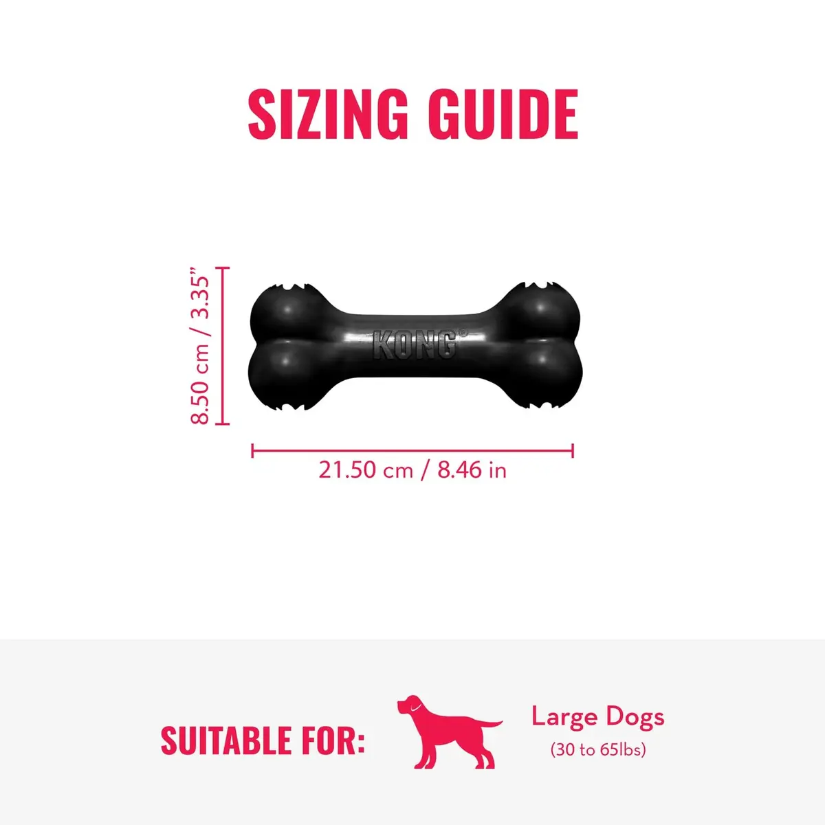 KONG Extreme Goodie Bone Dog Toy, Large, 8.5" (21.6 cm) | Durable Natural Rubber for Power Chewers - view 4