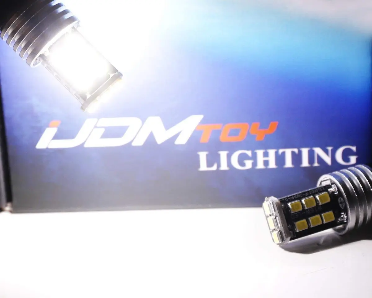 iJDMTOY White LED DRL Bulbs for VW MK6 Jetta & Mitsubishi Lancer/Evo X 1156 7506 7527 Fitment | 6000K Cool White Beam - view 4