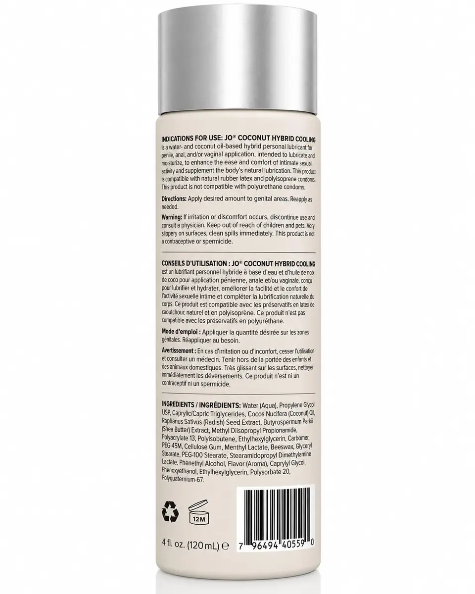 JO Silicone Free Hybrid Lubricant 120 mL | Cooling & Coconut Aroma, Not Latex Compatible - view 2