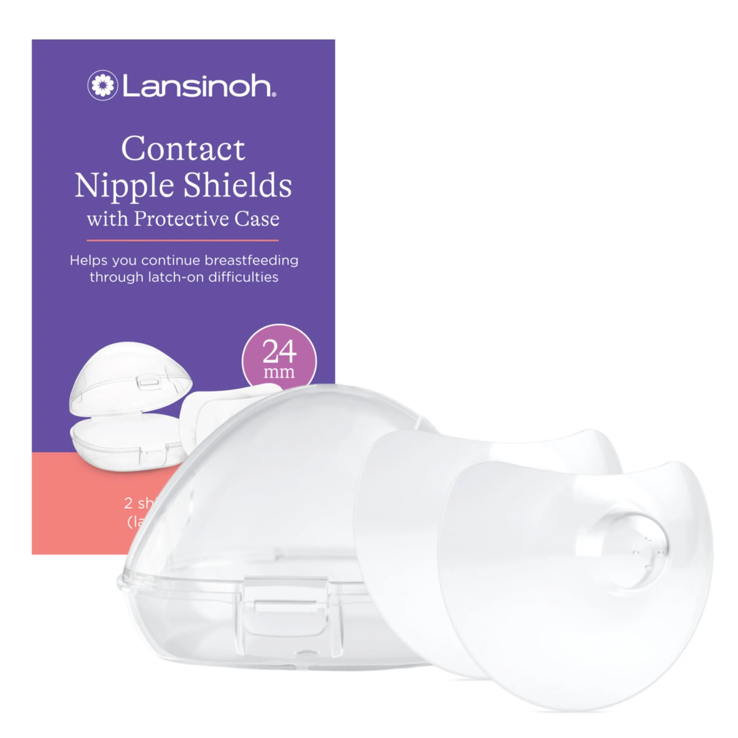 Lansinoh Contact Nipple Shields for Nursing Mothers, 24mm | Helps with Latch-On Challenges - main product image