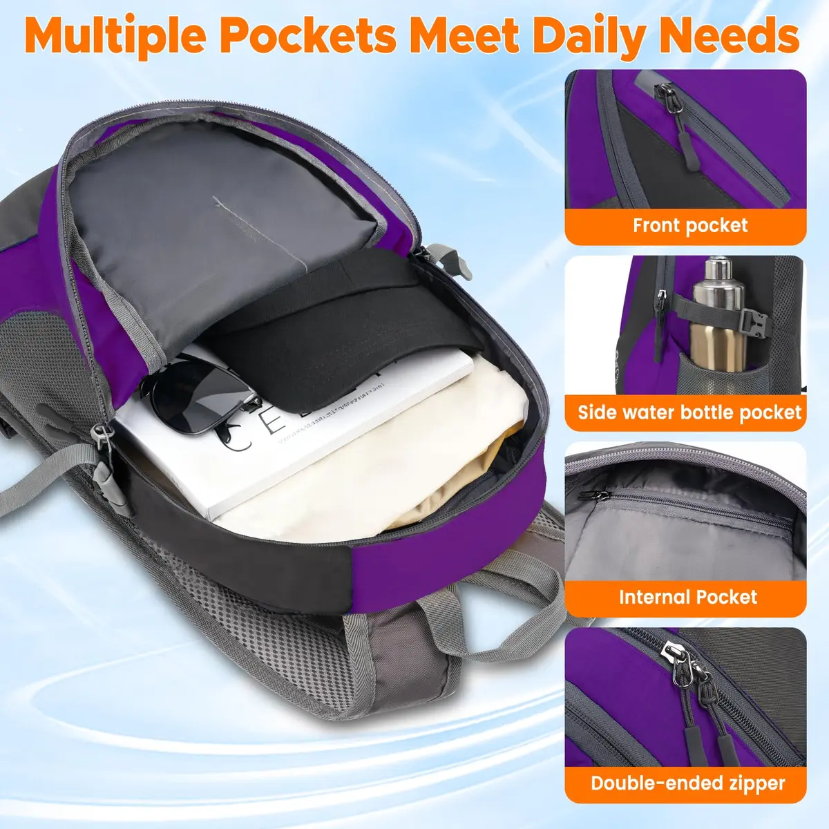 sunhiker Small Hiking Backpack 20L | Lightweight Waterproof Daypack for Outdoors - view 2