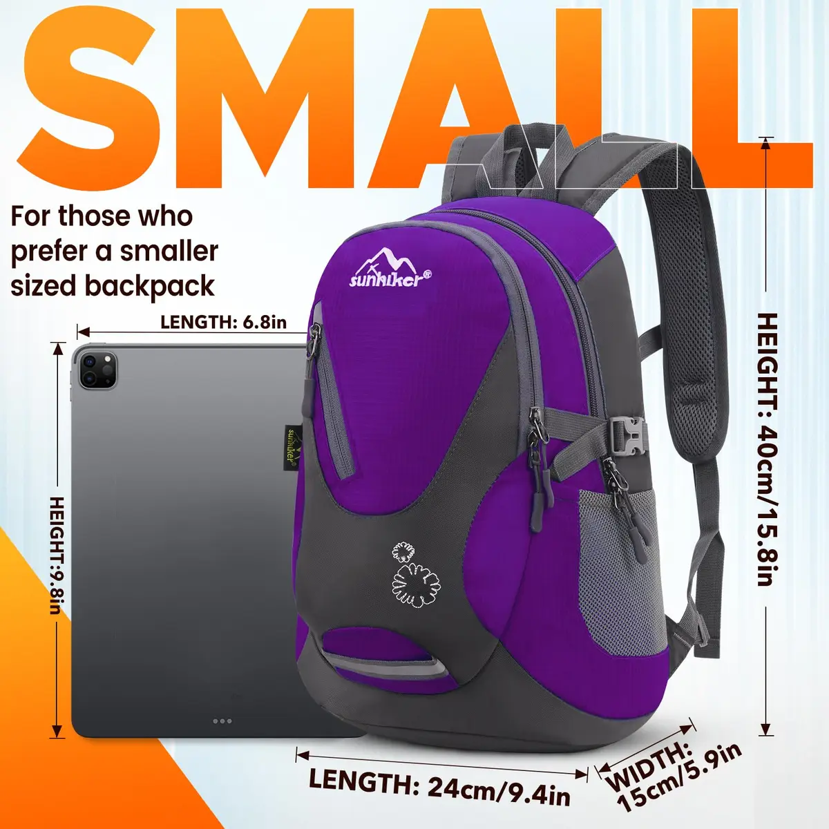 sunhiker Small Hiking Backpack 20L | Lightweight Waterproof Daypack for Outdoors - view 4