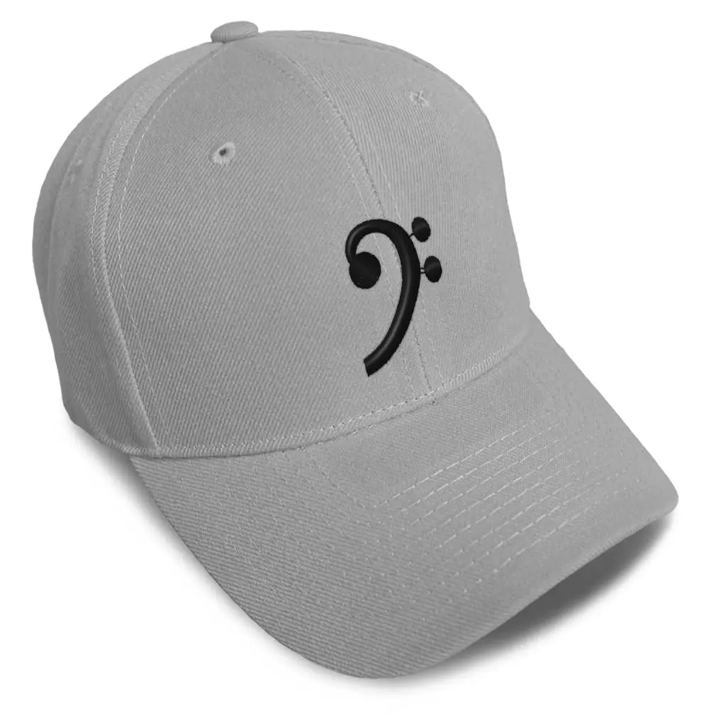 Speedy Pros Black Bass Clef Embroidery Adjustable Baseball Hat Gray | Unisex Music-Inspired Cap - main product image