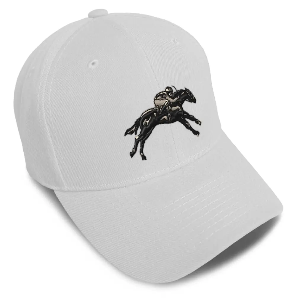 Speedy Pros Baseball Cap Jokey Horse Race White Design Only Derby Baseball Hat | Adjustable, Embroidered, Summer - main product image