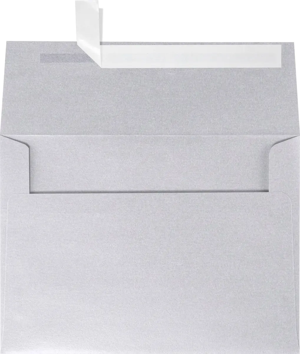 LUXPaper Silver Metallic Invitation Envelopes | Peel & Press | 4 1/4" x 6 1/4" | 80lb Text | 50 Qty - main product image