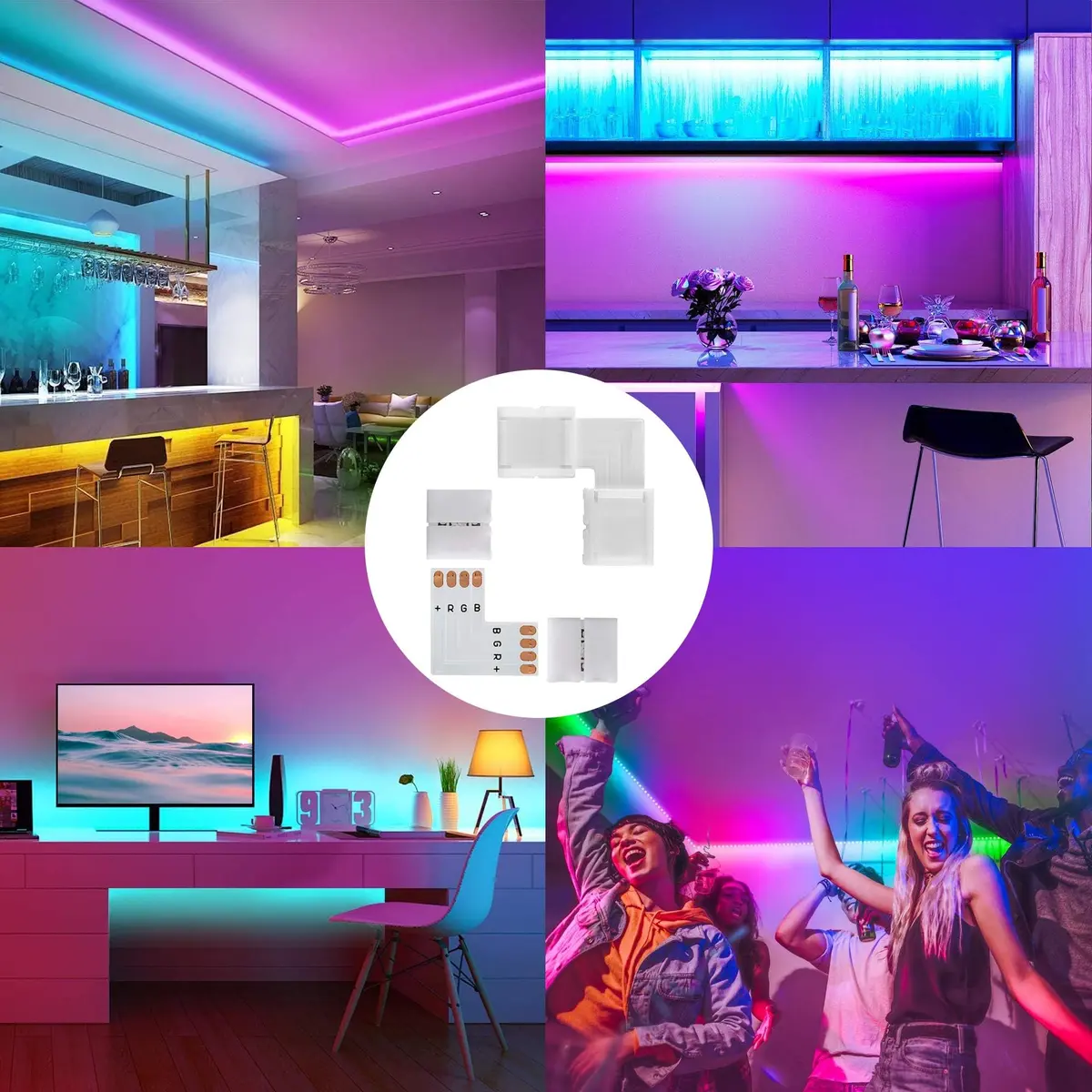 JACKYLED 20Packs 10mm 4-Pin LED Connectors with Clips & L Shape, 22pcs for Strip Lights | Support 72W - view 7