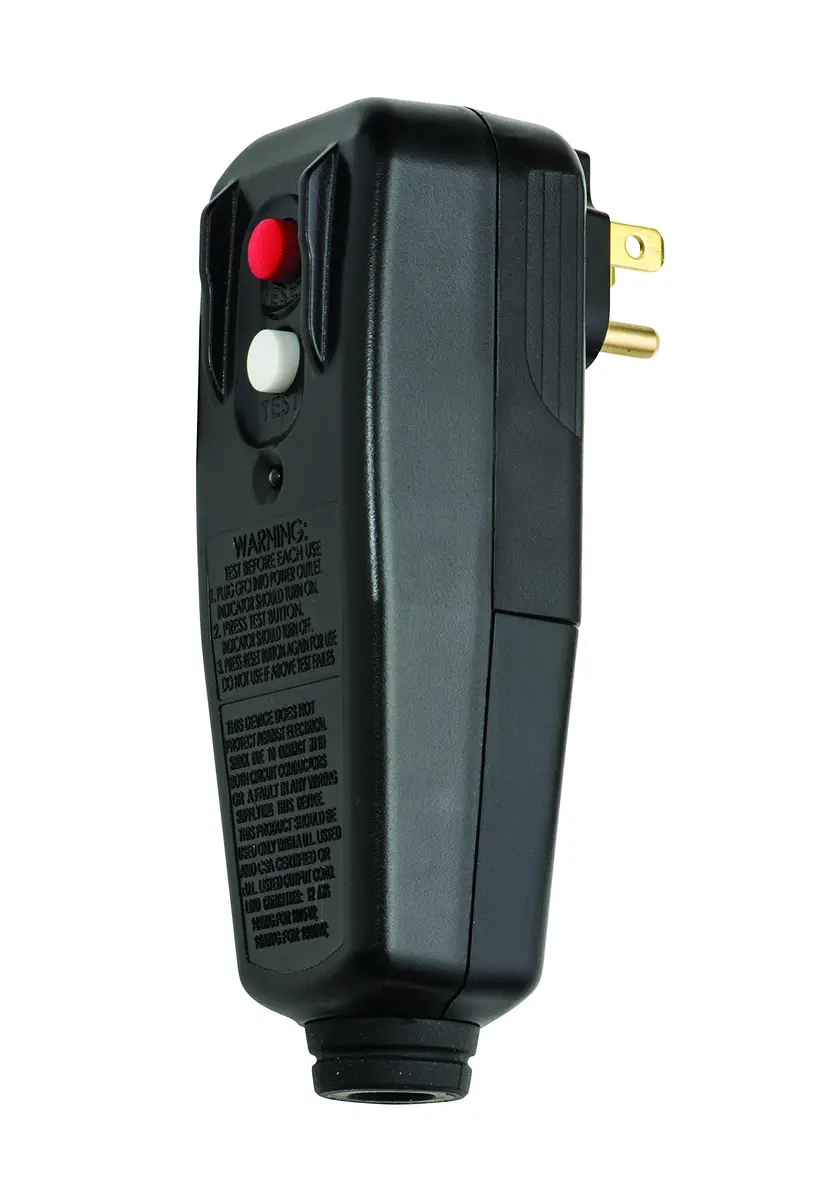 Tower Auto-Reset 15 AMP Right Angle GFCI Plug, Black | UL-Listed Safety - main product image