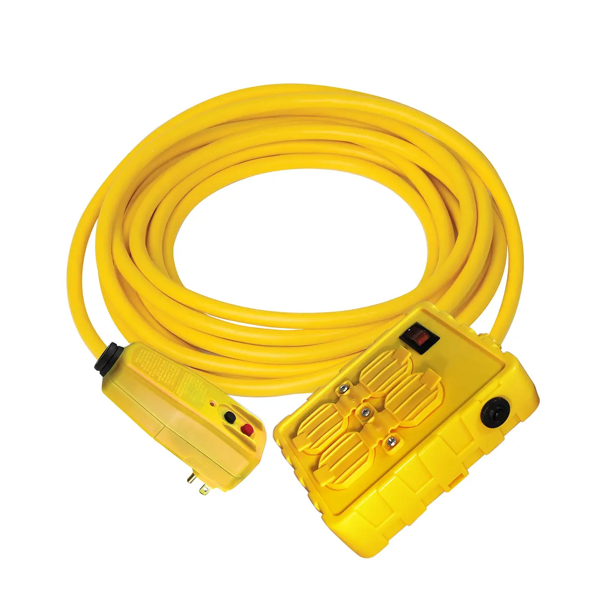 Tower Power Strip 6 Feet Yellow | Auto-Reset GFCI with 4 Outlets, Right Angle, 125V - view 2