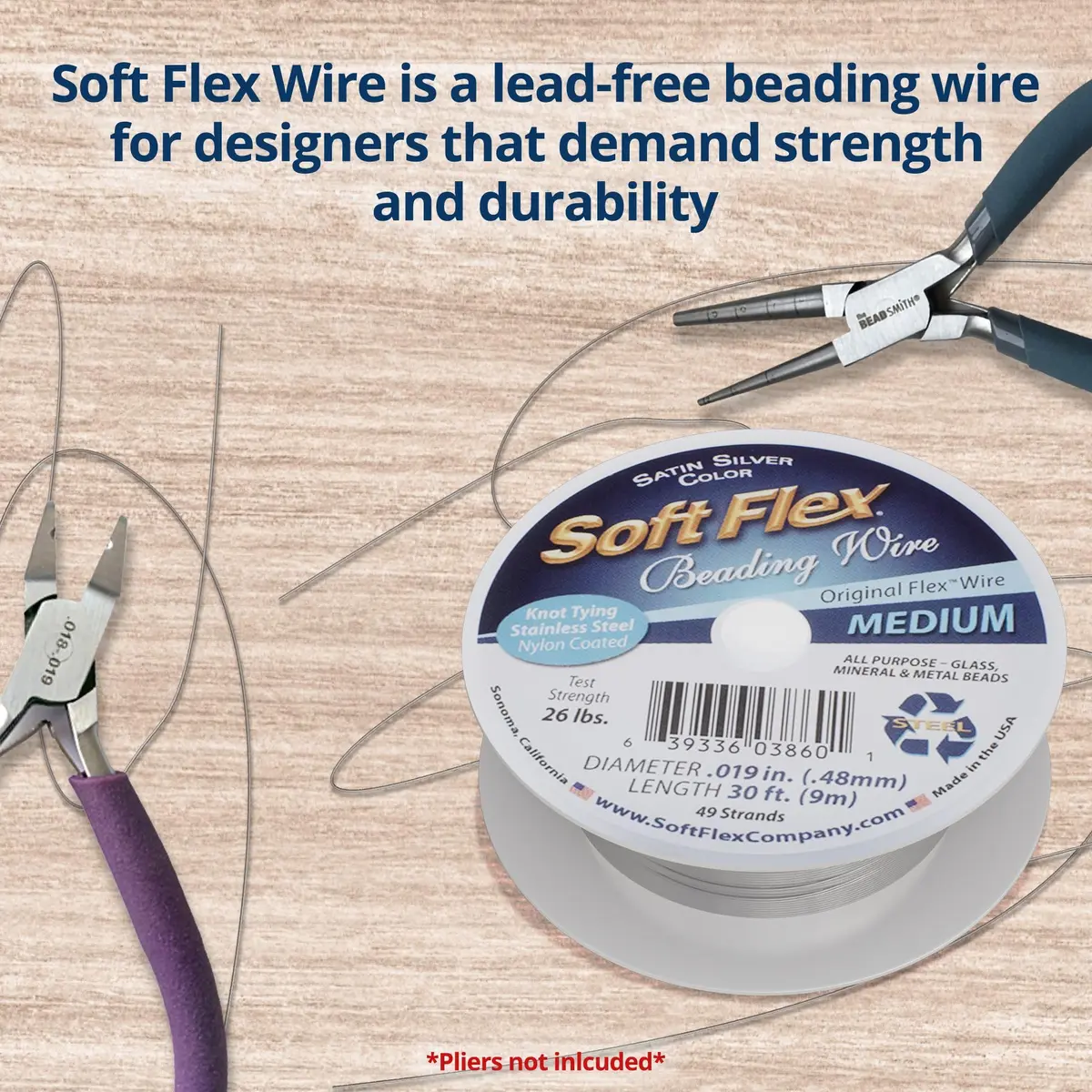 Soft Flex 49 Strand Beading Wire - 0.19mm (0.005 inch) Diameter, 9.14m (30 Feet) Nylon Design Wire | Easy to Knot, Anti-Kink - view 5