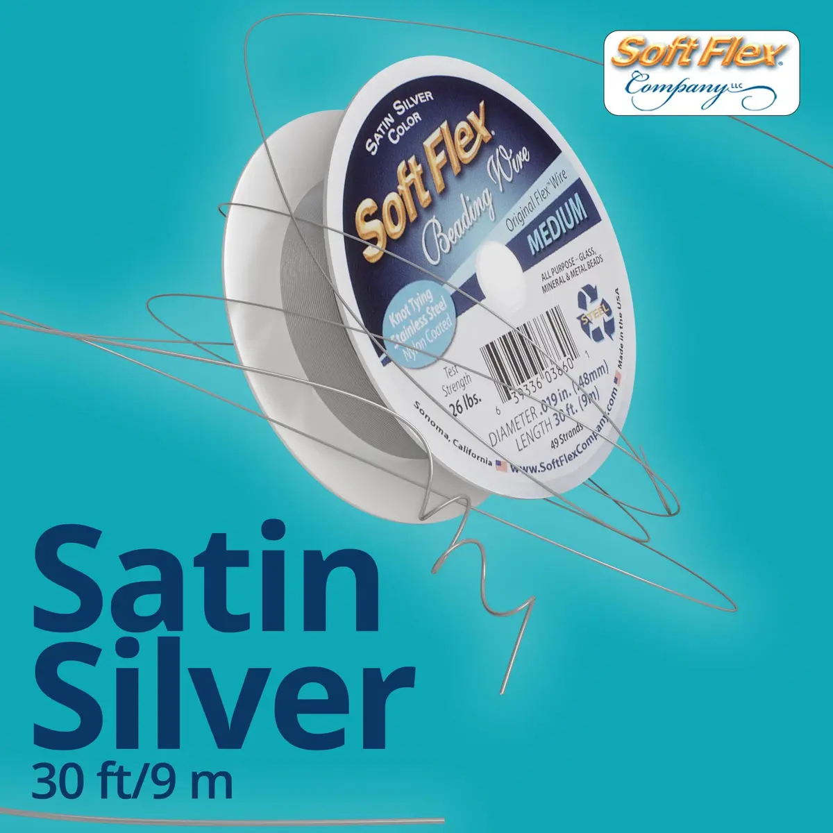Soft Flex 49 Strand Beading Wire - 0.19mm (0.005 inch) Diameter, 9.14m (30 Feet) Nylon Design Wire | Easy to Knot, Anti-Kink - view 6