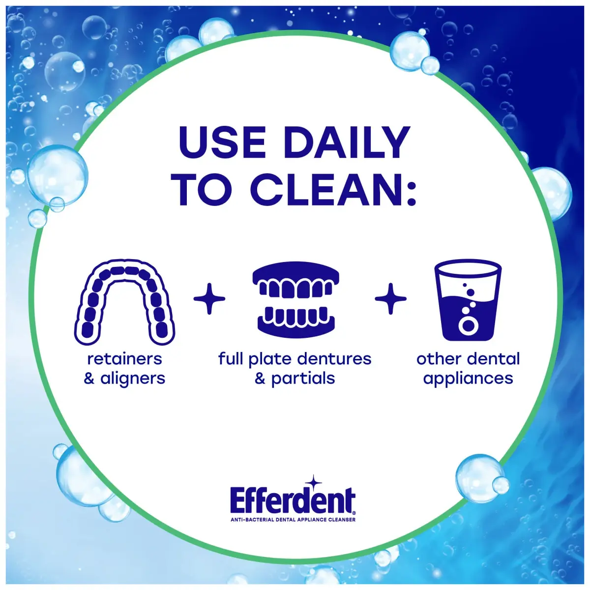 Efferdent Minty Fresh & Clean Denture Cleaner Tablets 90 Count | Kills 99.99% Bacteria - view 3
