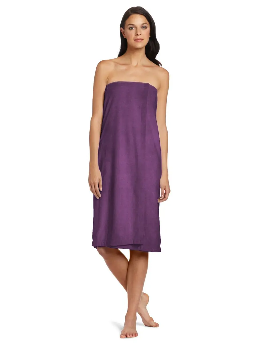 DII Microfiber Spa Towel for Women, Small/Medium, 55.5x32.5 in Eggplant | Ultra-Absorbent & Adjustable - main product image