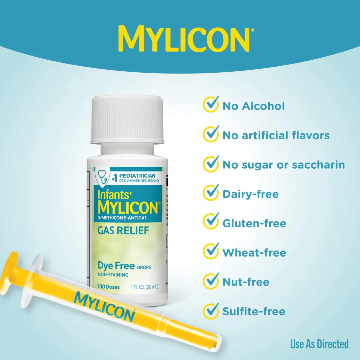 MYLICON Gas Relief Drops for Infants and Babies, Dye Free Formula, 30ml (1 Fl Oz) | Gentle Simethicone for Newborns - view 6