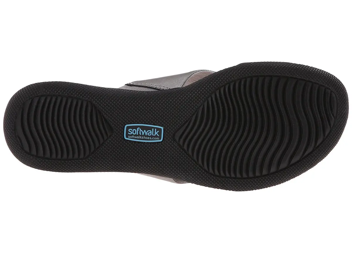 SoftWalk Flat Sandals Pewter Soft Nappa Leather 10.5 N | Classic Comfort for Women - view 5