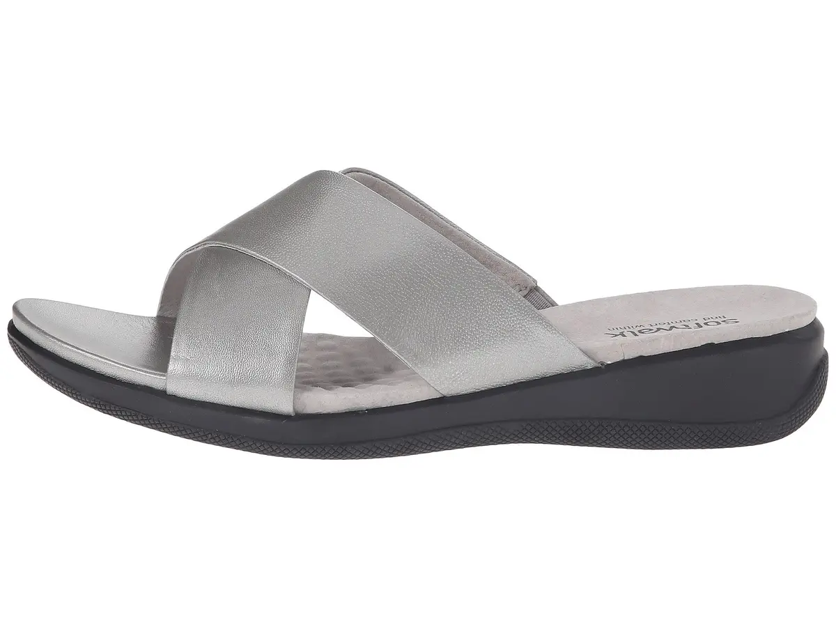 SoftWalk Flat Sandals Pewter Soft Nappa Leather 11 M (B) | Classic Comfort & Style for Women - view 6