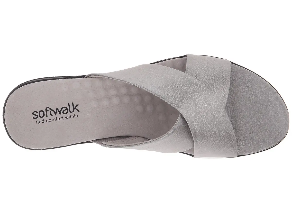 SoftWalk Flat Sandals Pewter Soft Nappa Leather 11 M (B) | Classic Comfort & Style for Women - view 2
